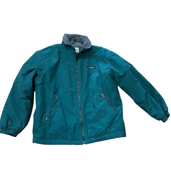 Vintage 90s L.L. Bean Fleece Lined Green Warm Up Jacket Size Small Full Zip - Picture 1 of 4